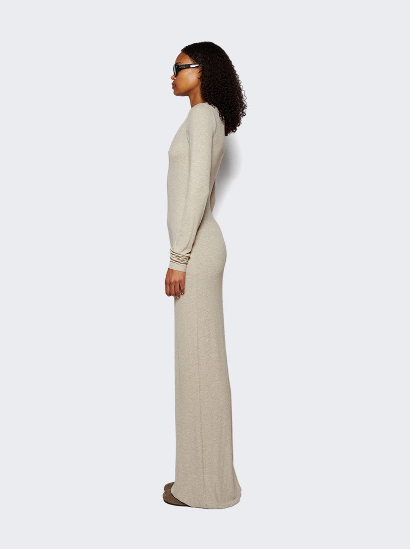 Eterne Long Sleeve Crewneck Maxi Dress Heather Oatmeal