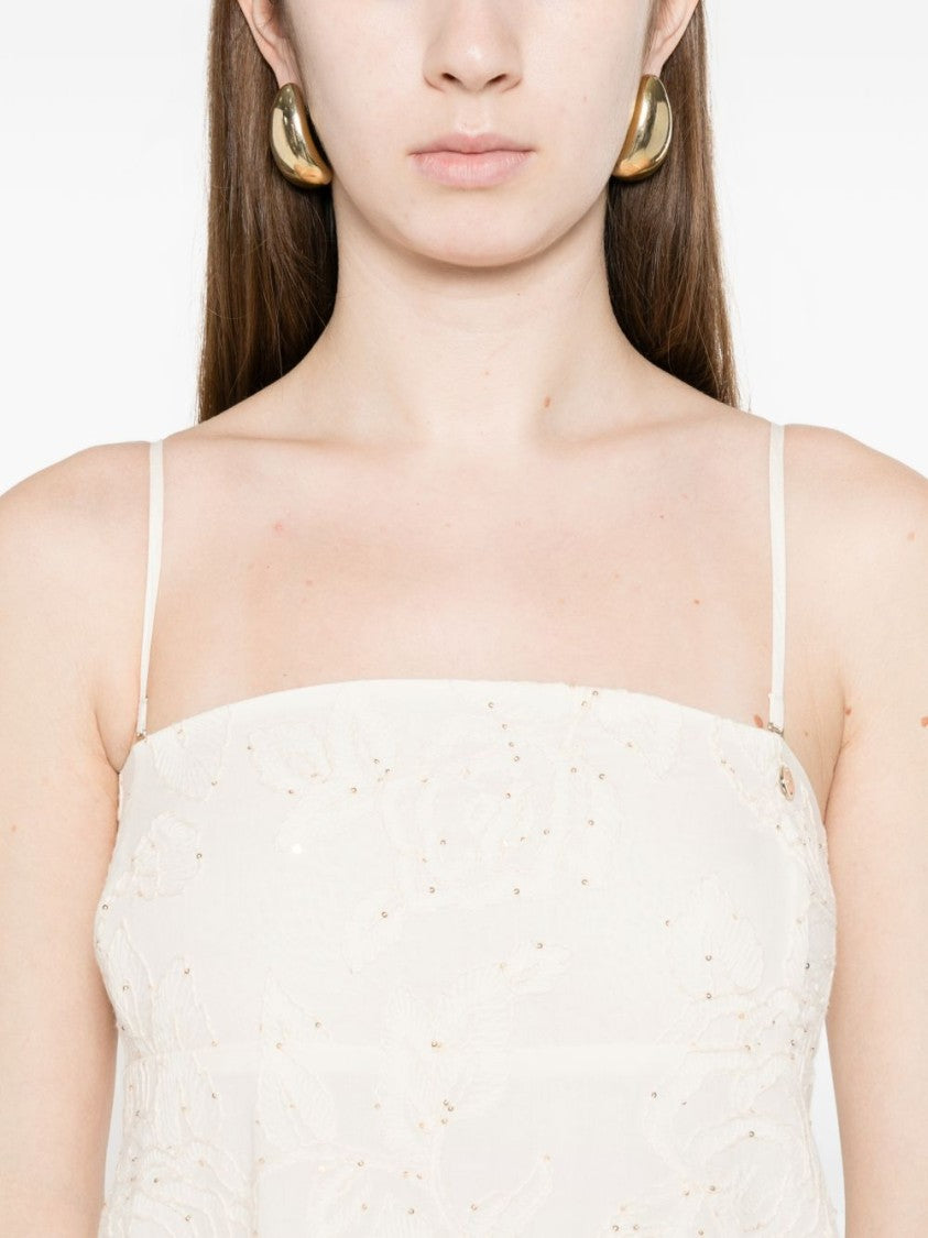 Liu Jo Beige Sequin Floral Day Dress