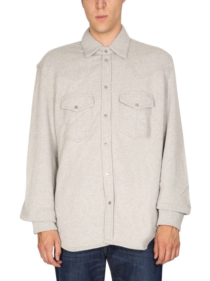 Diesel Classic Collar Cotton Shirt With Buttoned Details