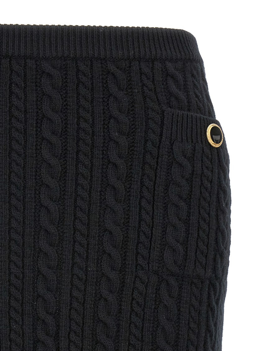 Alessandra Rich Textured Cable Knit Wool Skirt