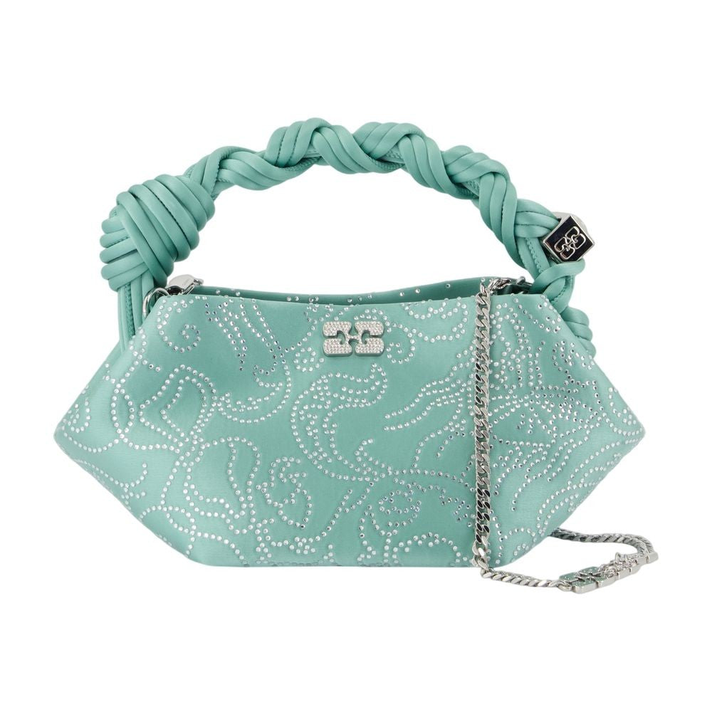 Ganni Bou Mini Flower Crossbody - Satin - Green