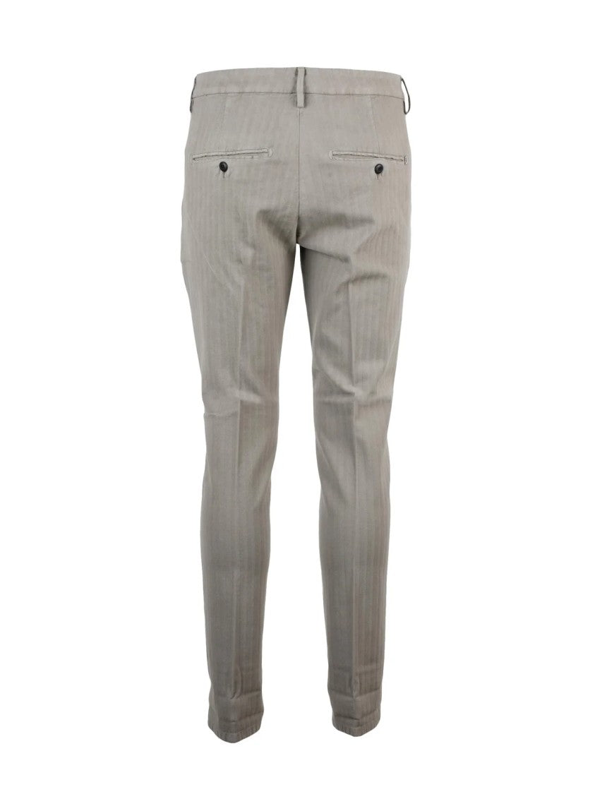 Dondup Grey Gaubert Textured Stretch Cotton Trousers
