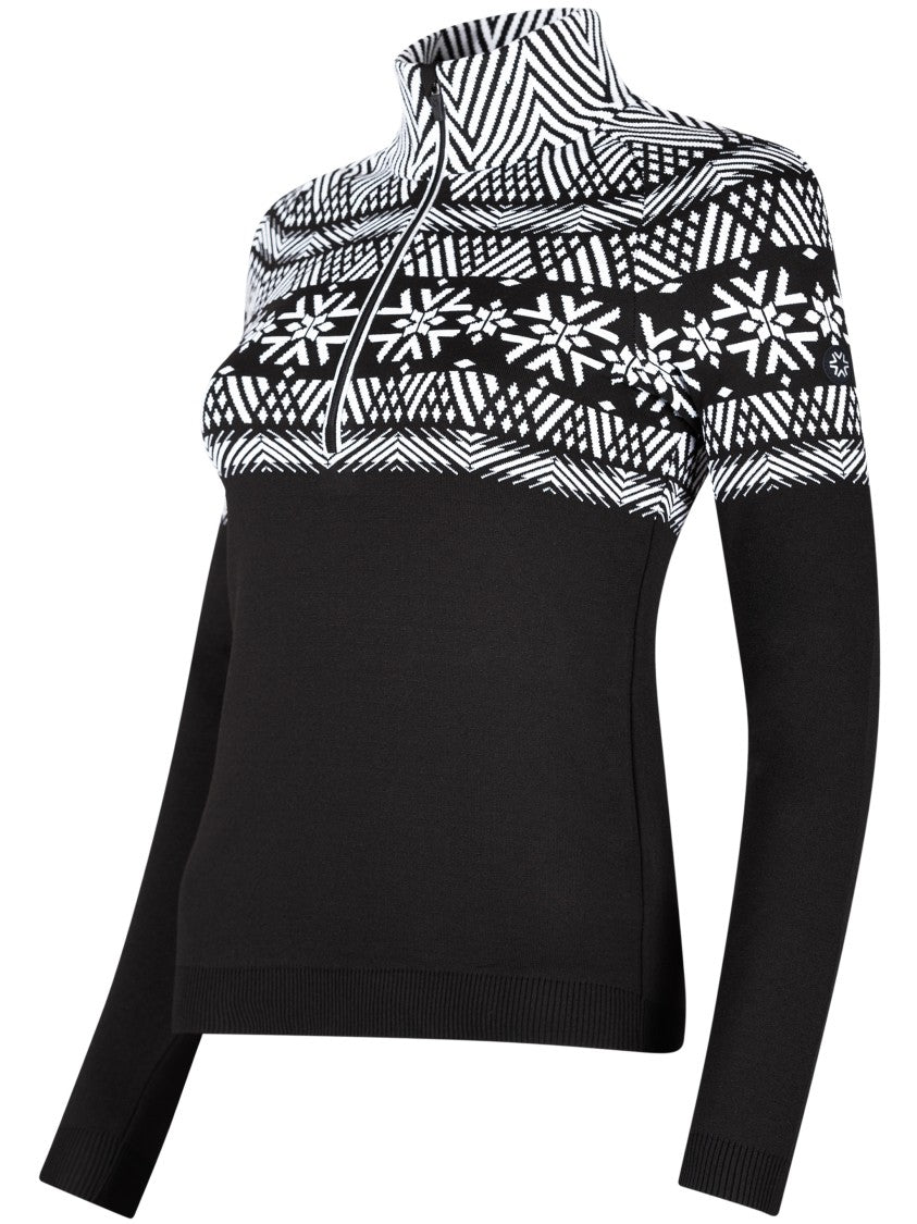Newland Long-Sleeve Geometric Pattern Top With High Collar