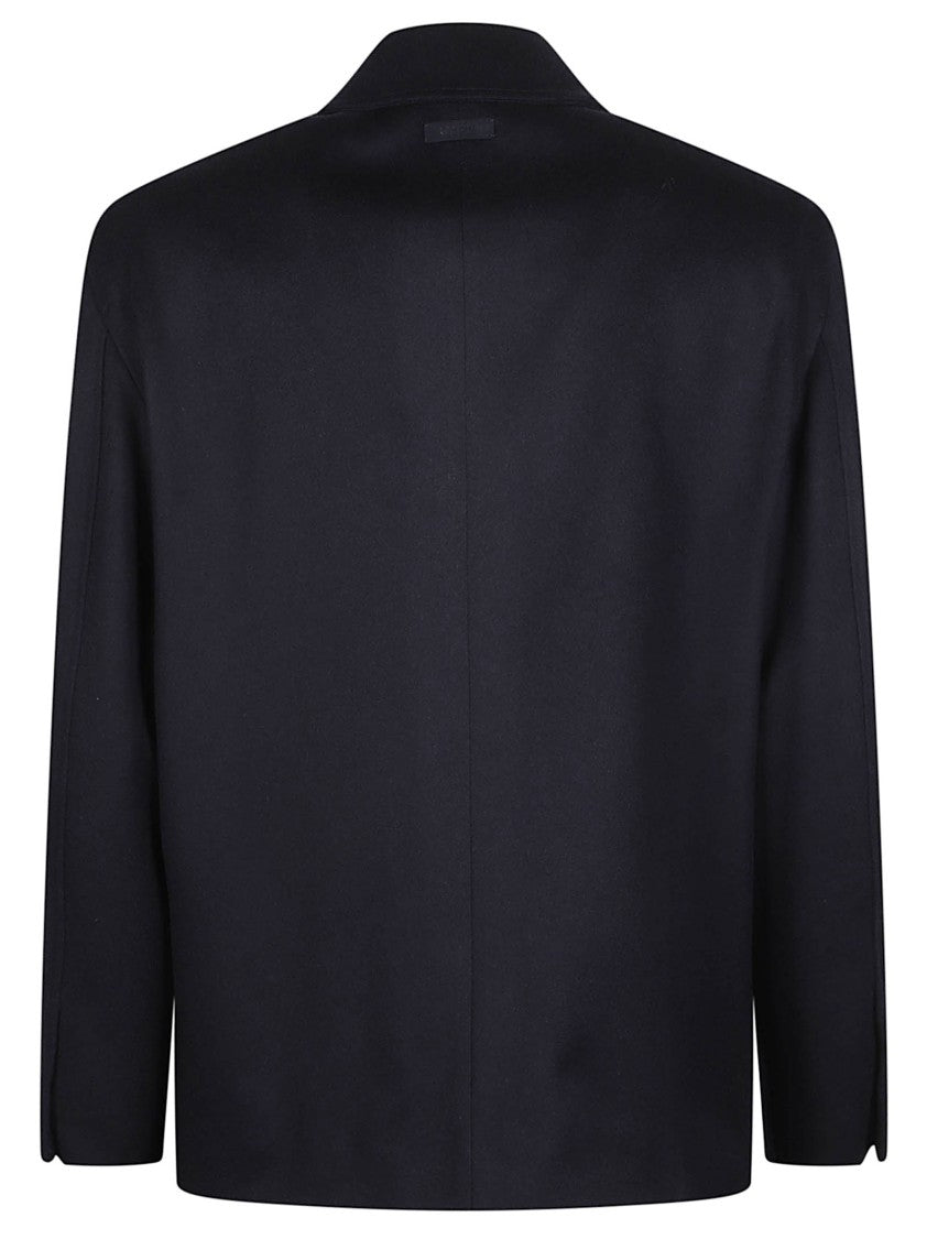 Lardini Black Virgin Wool Minimalist Jacket