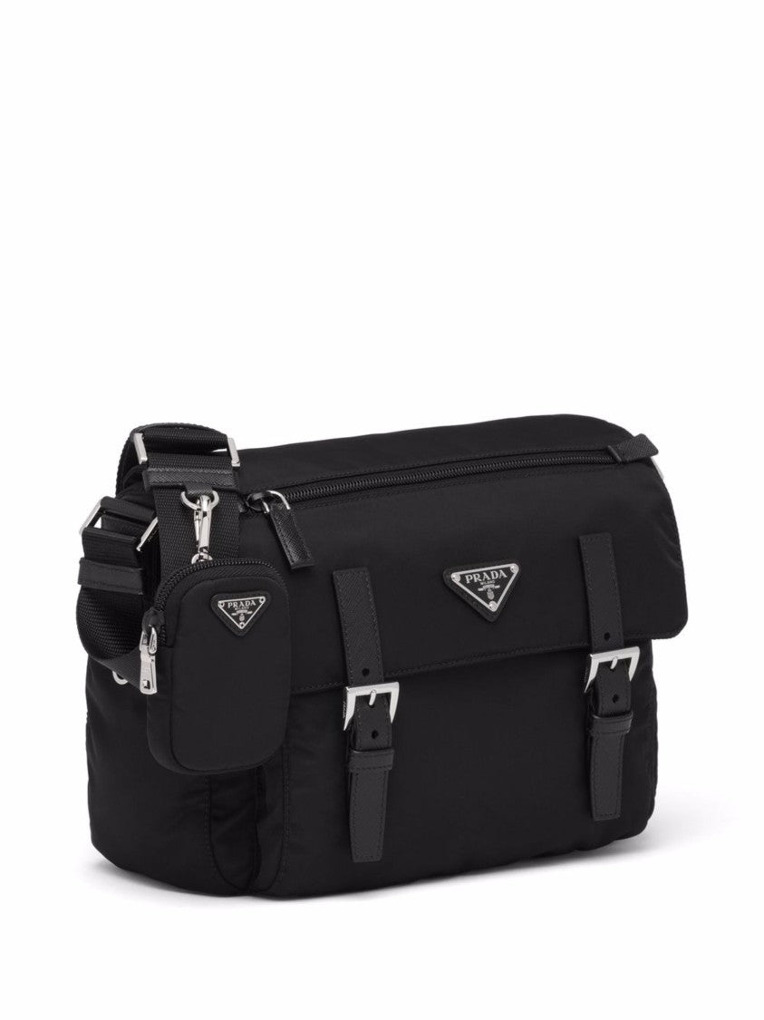 Prada Re-Nylon Shoulder Bag With Detachable Pouch And Adjustable Strap