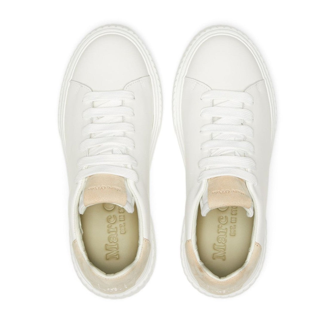 Marc O'polo White Svea Minimalist Suede-Accent Leather Sneakers