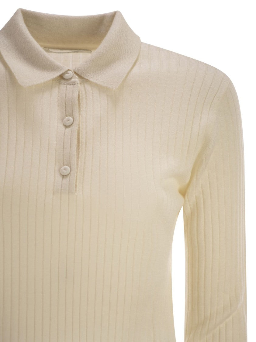 Max Mara Mxpgitano - Ribbed Knit Polo Shirt