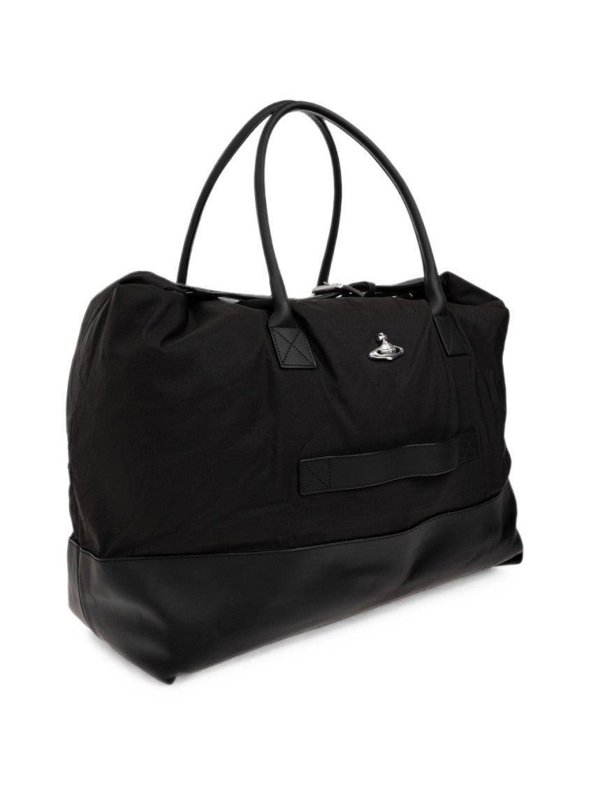 Vivienne Westwood Spacious Black Duffle Bag With Leather Base
