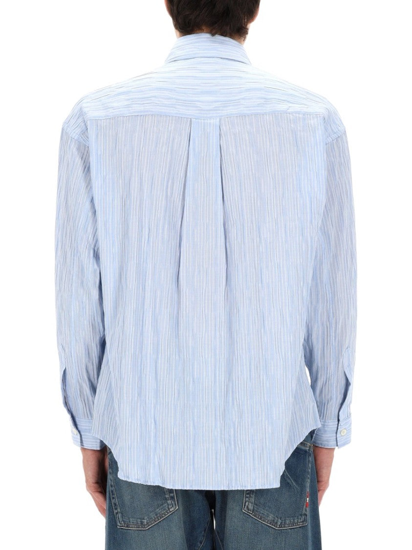 Amish Crinckle Relaxed Fit Vertical Stripes Shirt
