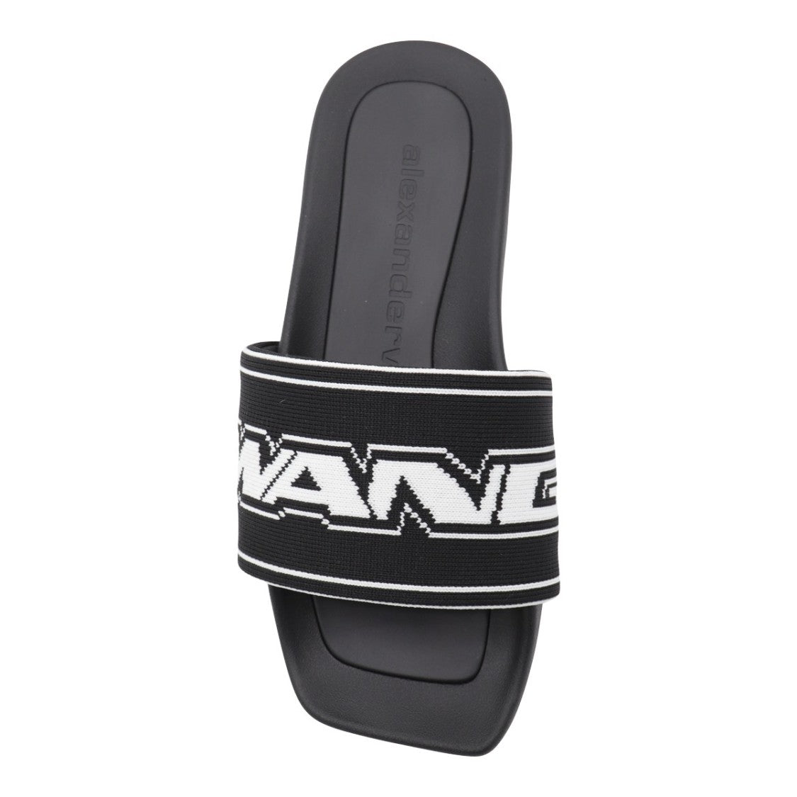 Alexander Wang Black Slide Sandals With Bold Lettering