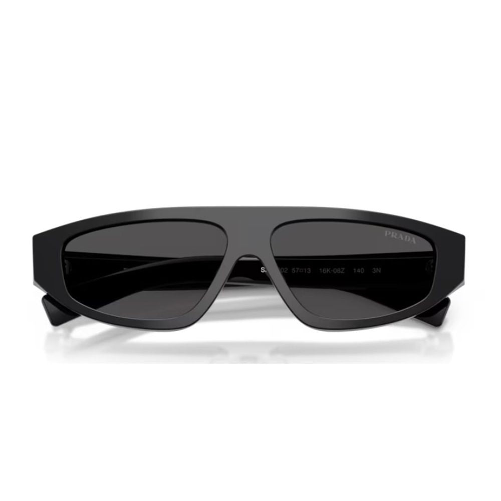 Prada Bold Sculpted Black Acetate Sunglasses With Dark Grey Lenses