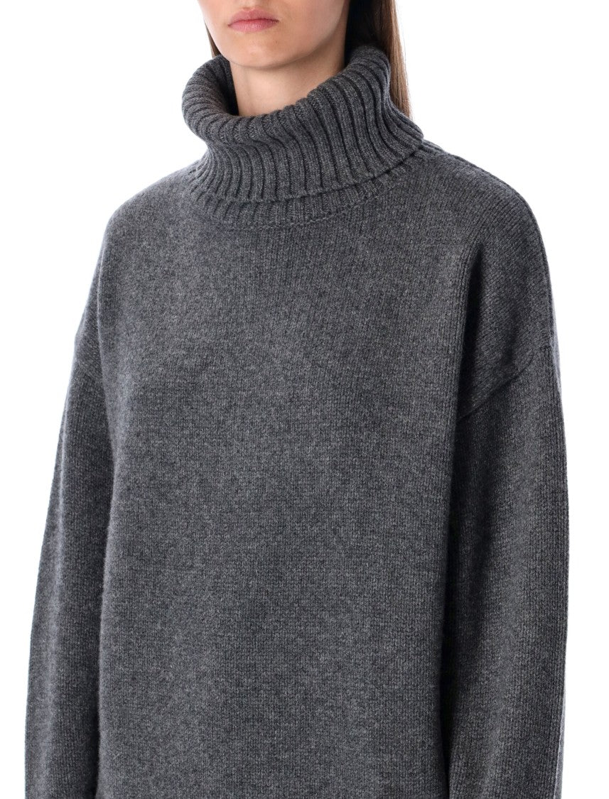 Rhea Heavy Grey Wool Turtleneck Sweater