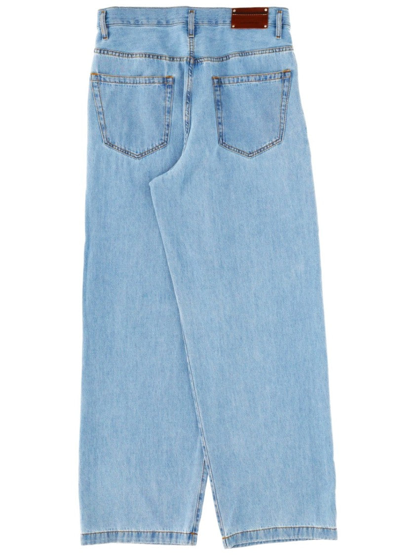 Dries Van Noten Light Blue Penning Loose Pleated Jeans