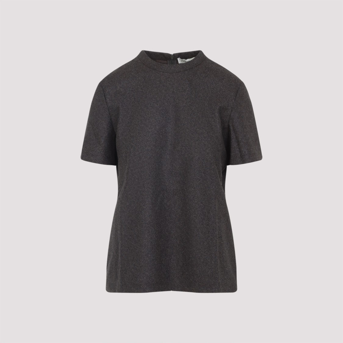 Carven High-Neck Brown Virgin Wool T-Shirt