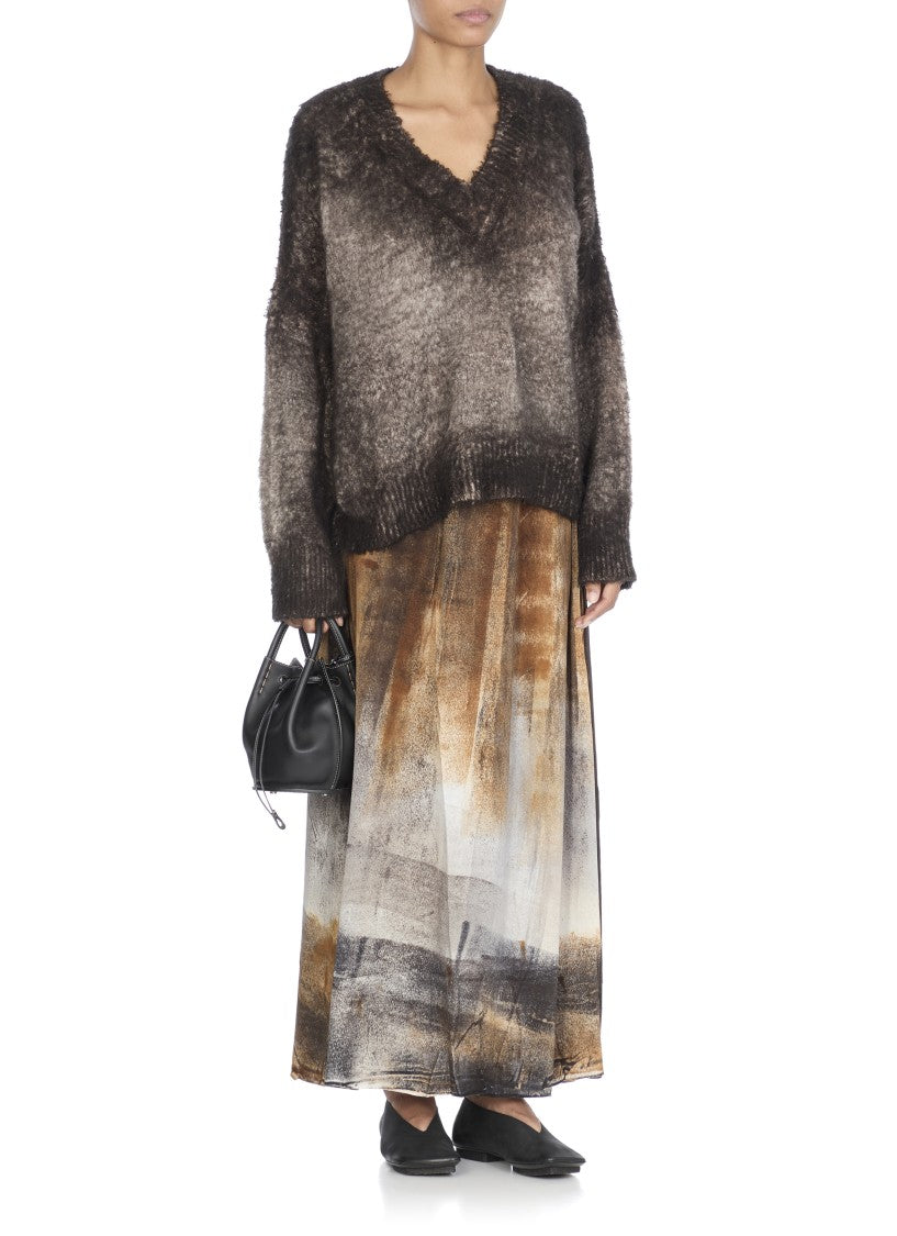 Avant Toi Deep V-Neck Cotton Blend Sweater