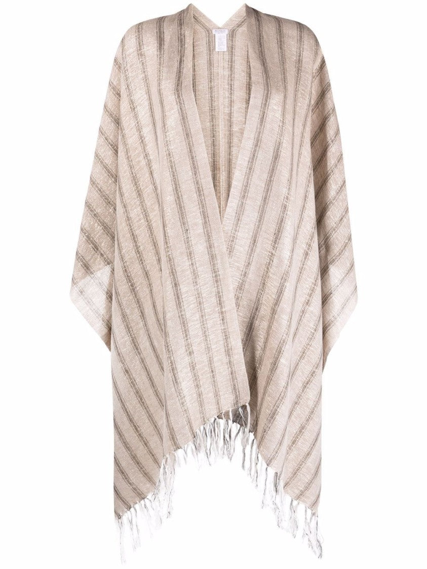 Brunello Cucinelli Woven Scarf With Vertical Stripes And Fringed Edges