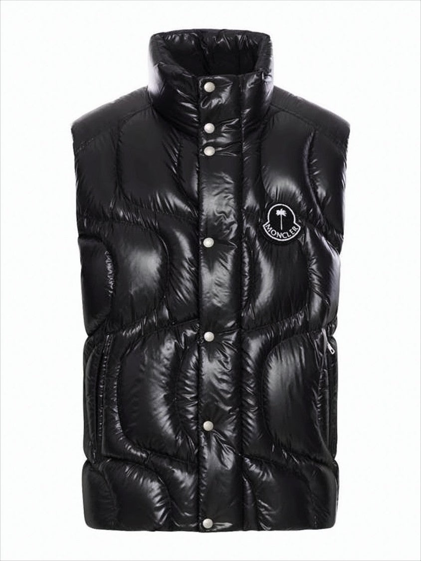 Moncler Glossy Padded Vest With High Collar