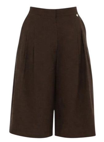 Liu Jo High-Waisted Tailored Bermuda Shorts In Linen Blend