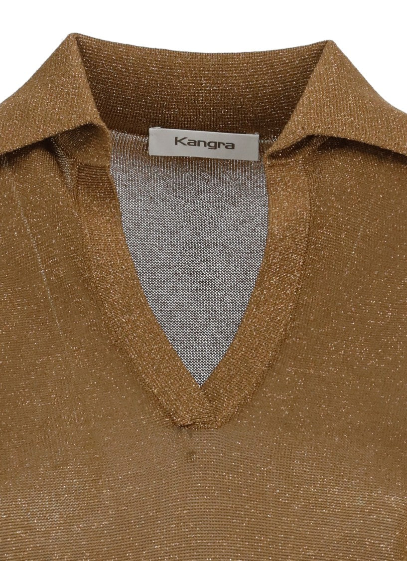 Kangra Bronze Lurex Viscose Polo Shirt