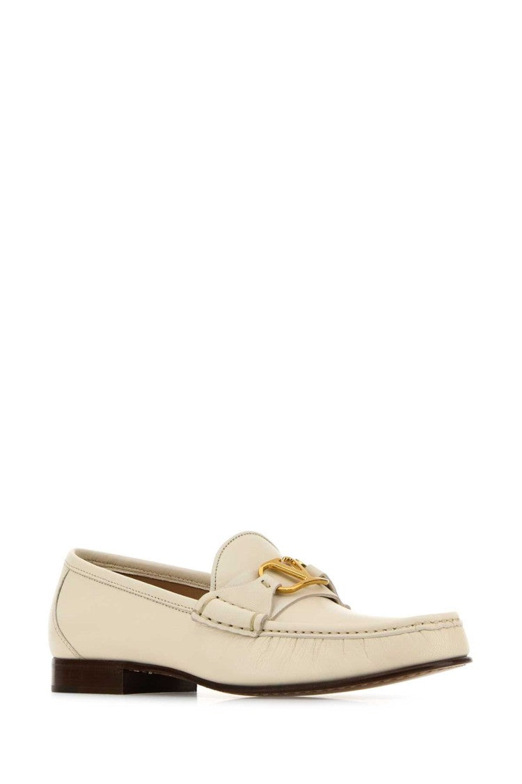 Valentino Garavani Ivory Leather Vlogo Loafers