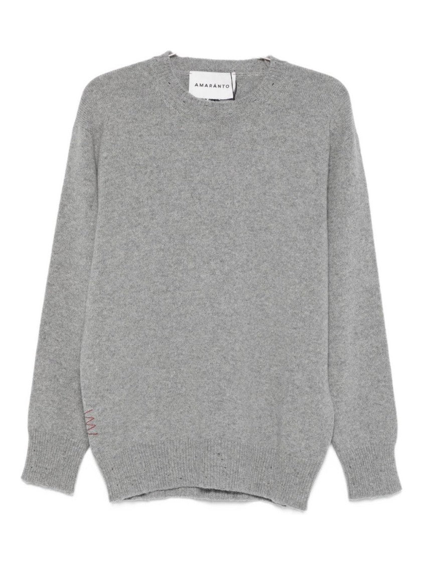 Amaranto Classic Light Grey Crew Neck Sweater