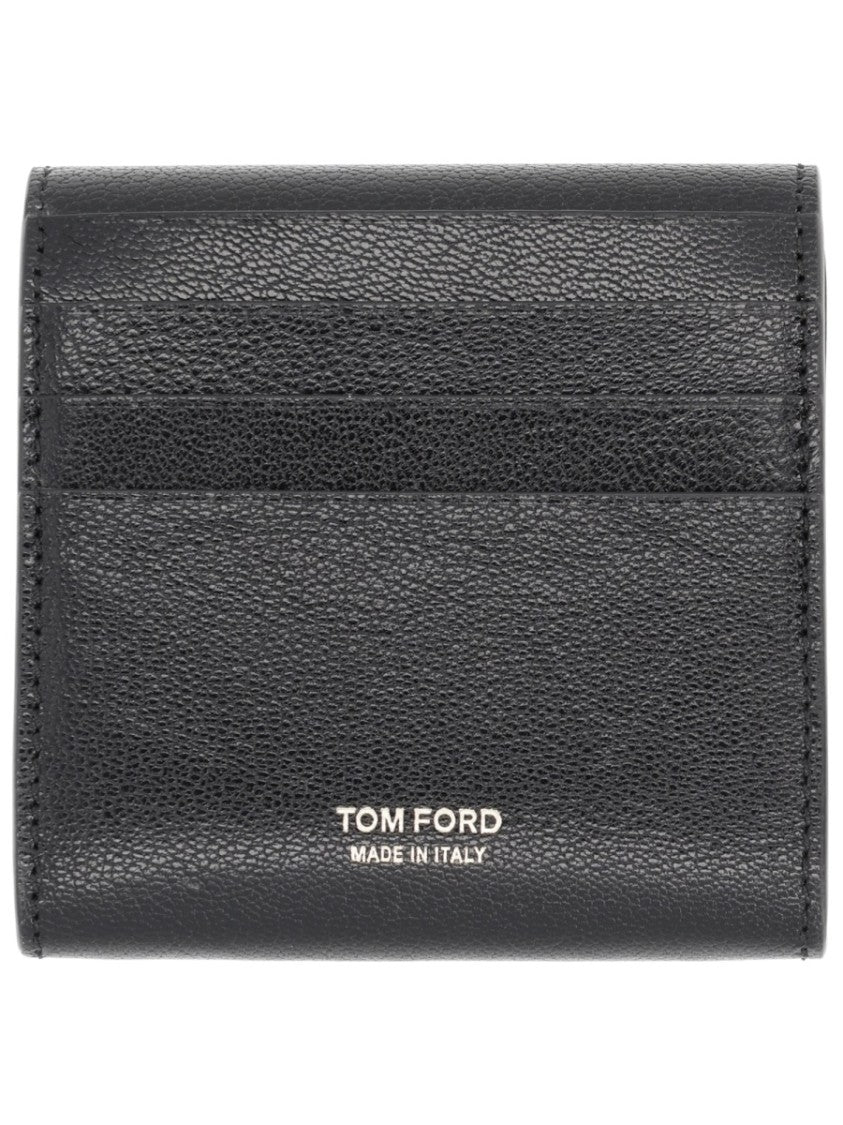 Tom Ford Neutrals Flap Metallic T Clasp Wallet