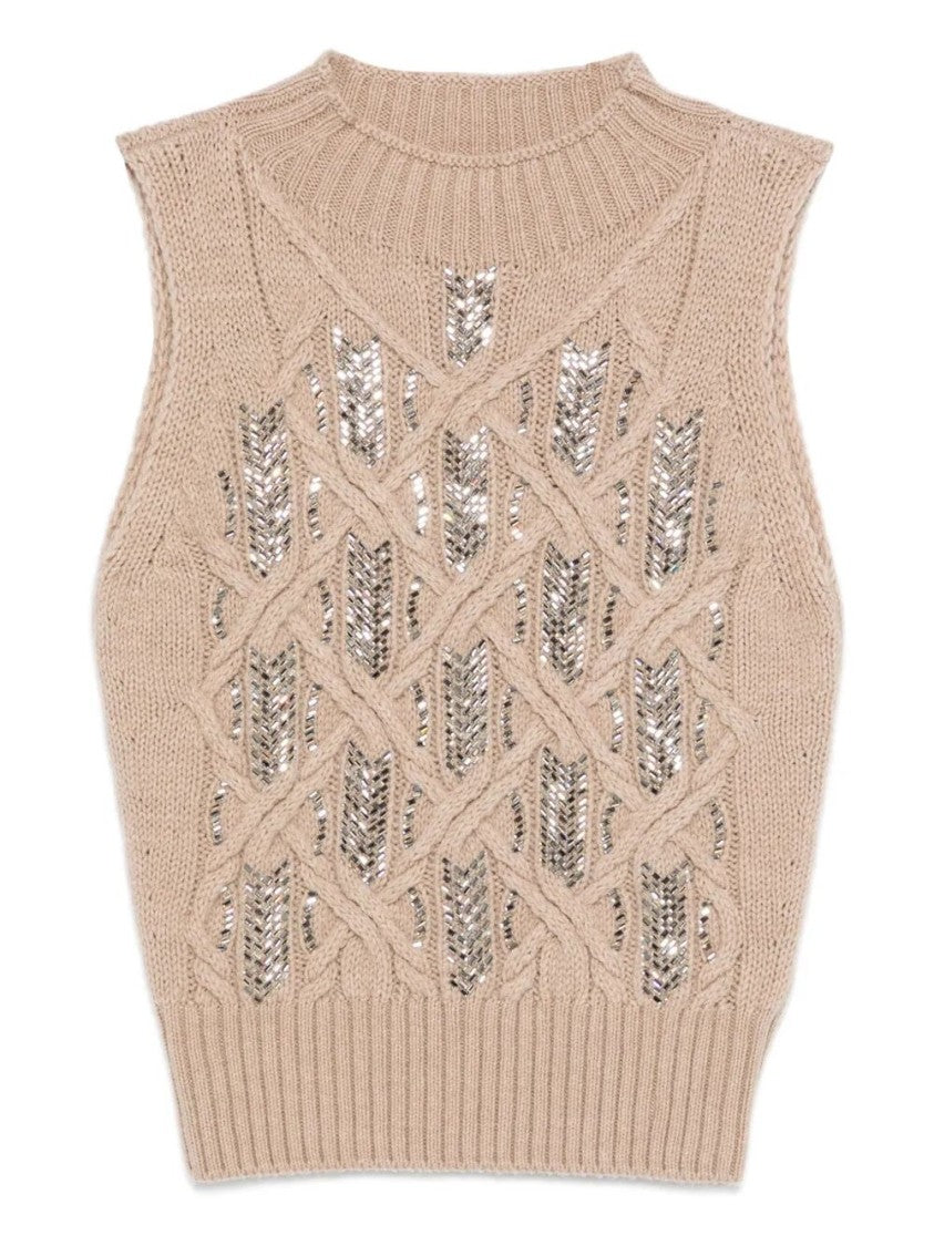 Ermanno Scervino Sleeveless High Neck Knit Top