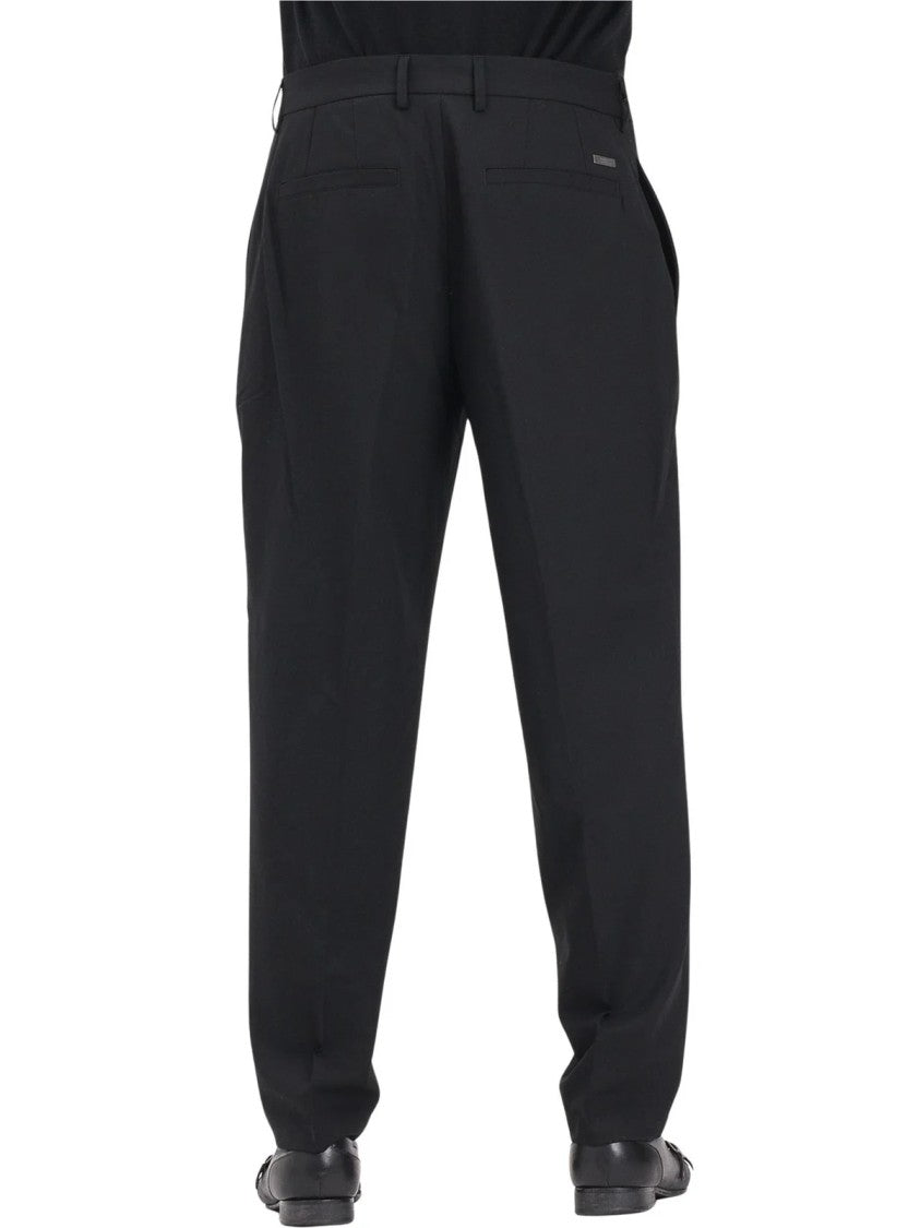 Armani Exchange Black Tailored Wool-Blend Formal Pants
