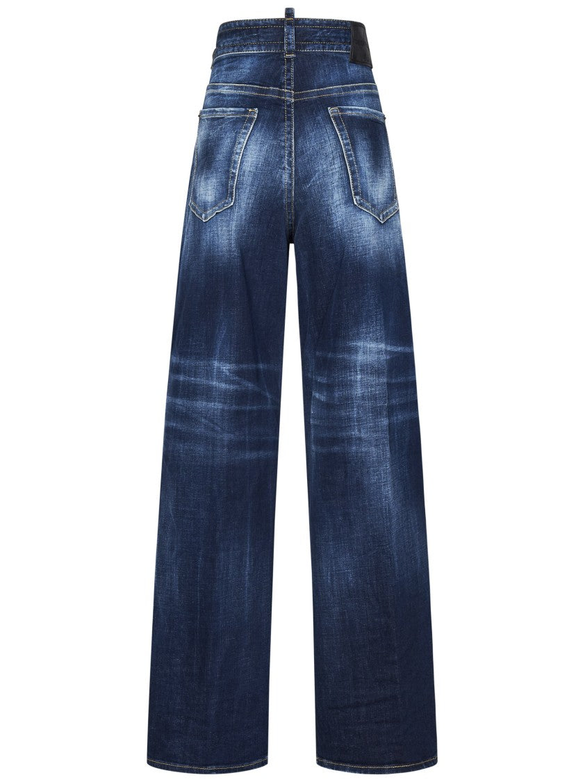 Dsquared2 Wide-Leg Medium Wash Denim Jeans With Comfortable Stretch