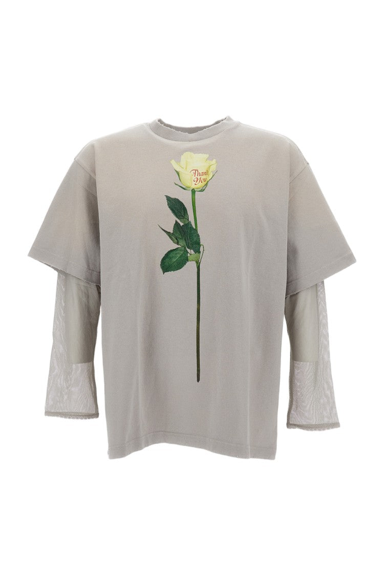 Acne Studios Layered Grey Top With Sheer Inner Layer