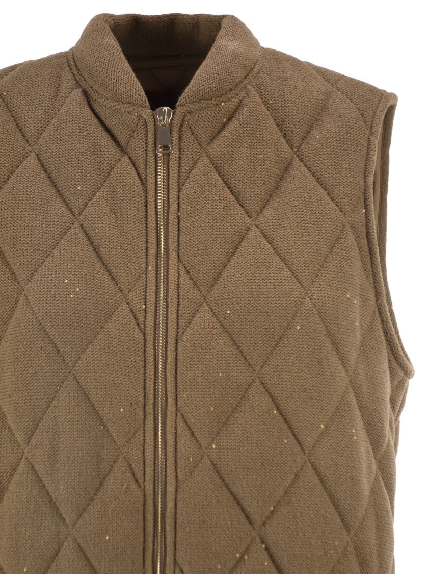 Fabiana Filippi Quilted Cotton And Linen Waistcoat With Sequins