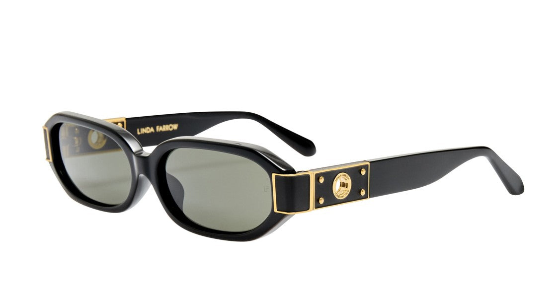 Linda Farrow Lfl Oversized Square-Frame Sunglasses With Gold Accents