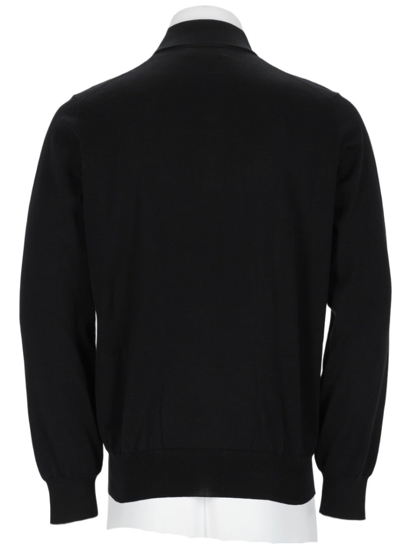 Brunello Cucinelli Black Long-Sleeve Polo Shirt With Classic Collar