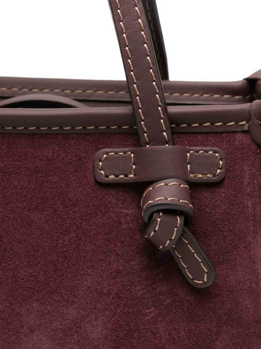 Gianni Chiarini Structured Burgundy Suede Handbag With Detachable Strap