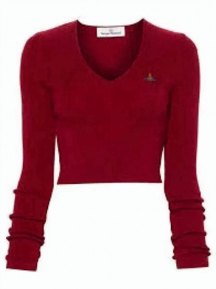 Vivienne Westwood Cropped Cardigan With Deep V-Neckline And Fitted Silhouette