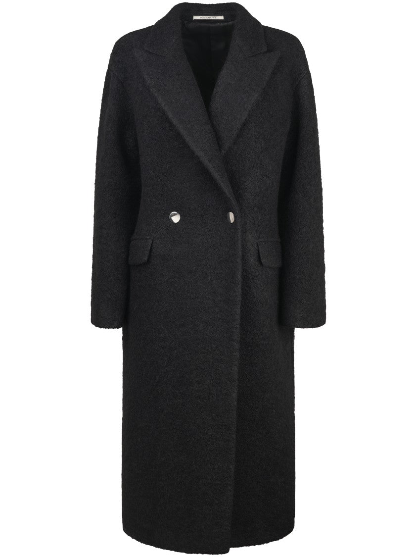 Tagliatore Tailored Black Alpaca-Wool Blend Coat
