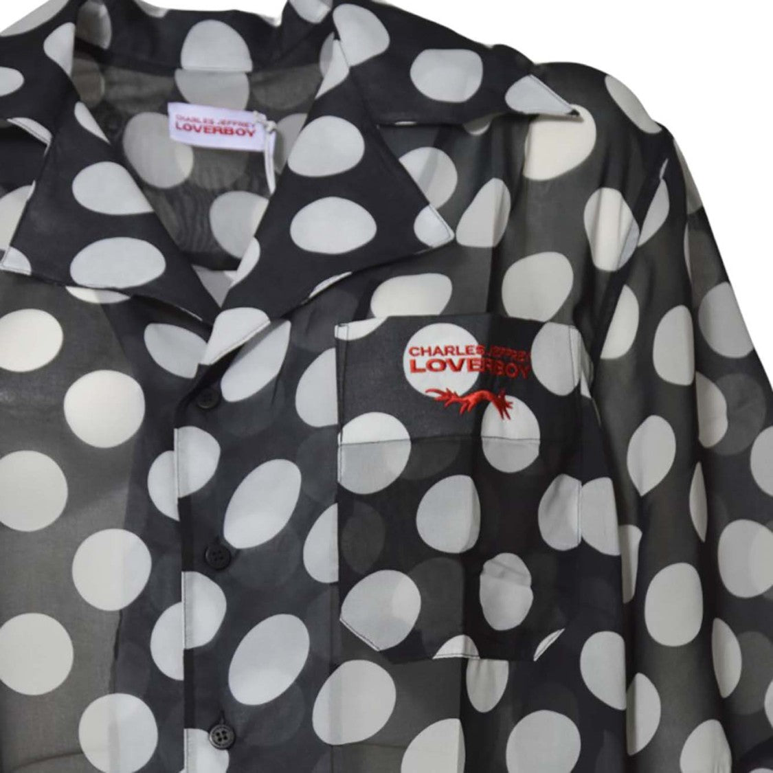 Charles Jeffrey Loverboy Black/White Polka Dot Voile Hawaiian Shirt