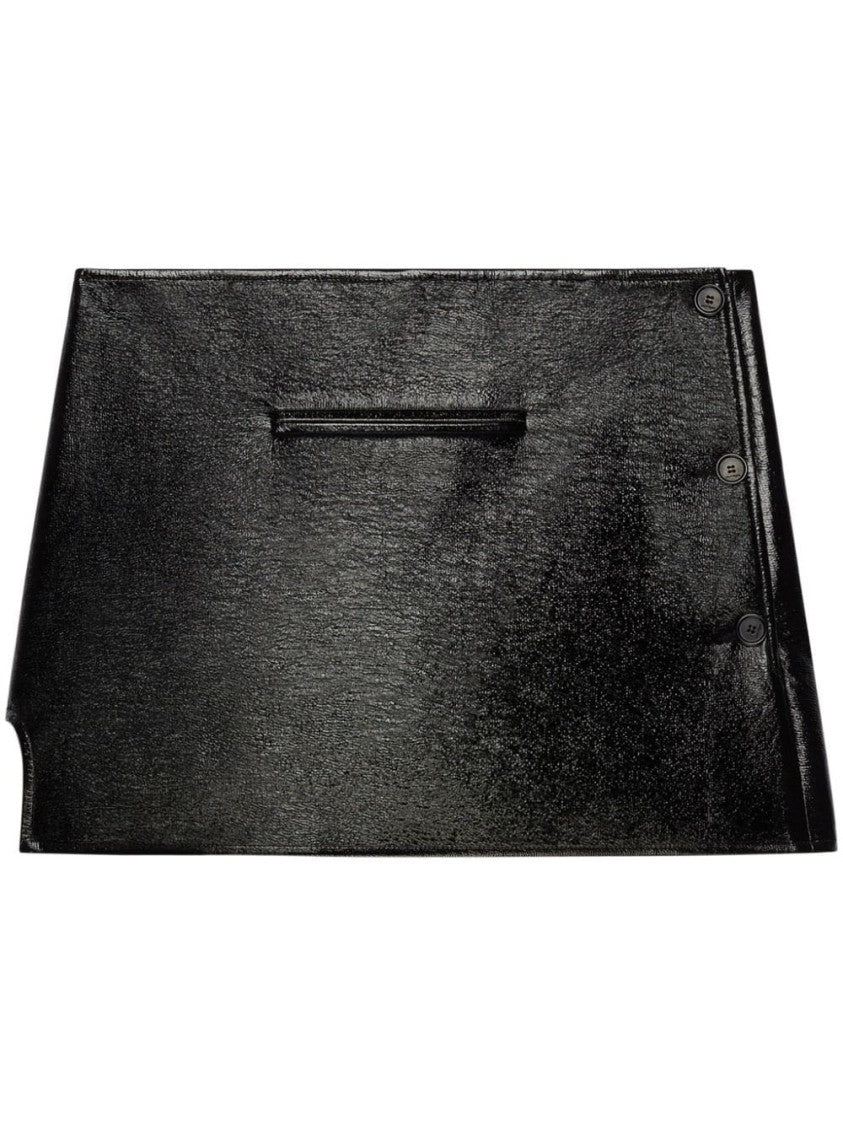 Courrèges Mid-Rise Black Cotton Blend Skirt
