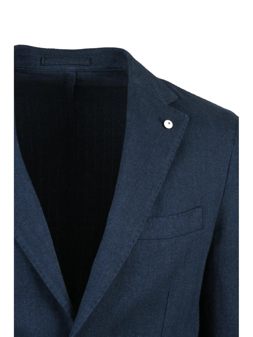 L.B.M. 1911 Blue Rounded Unlined Cotton Blazer