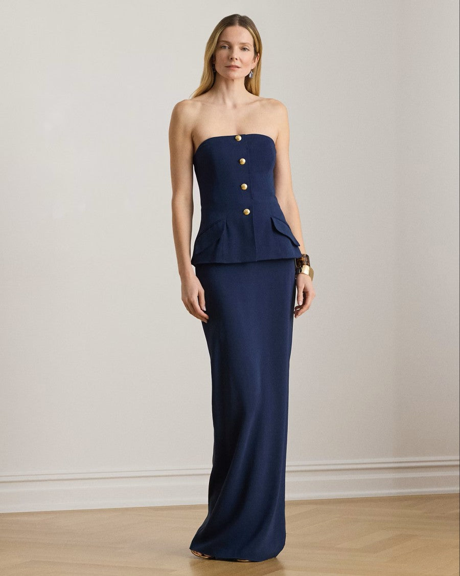 Lauren Ralph Lauren Navy Blue Stretch Cady Dress
