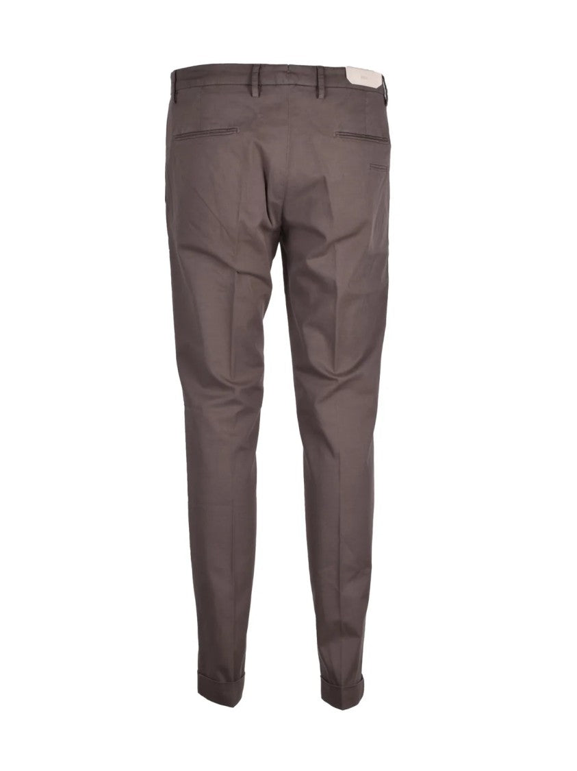 Briglia 1949 Slim Fit Cotton Linen Stretch Trousers With Tapered Leg Design