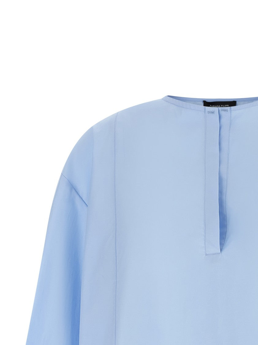 Fabiana Filippi Trompe L'oeil Cotton Poplin Shirt With V-Neck