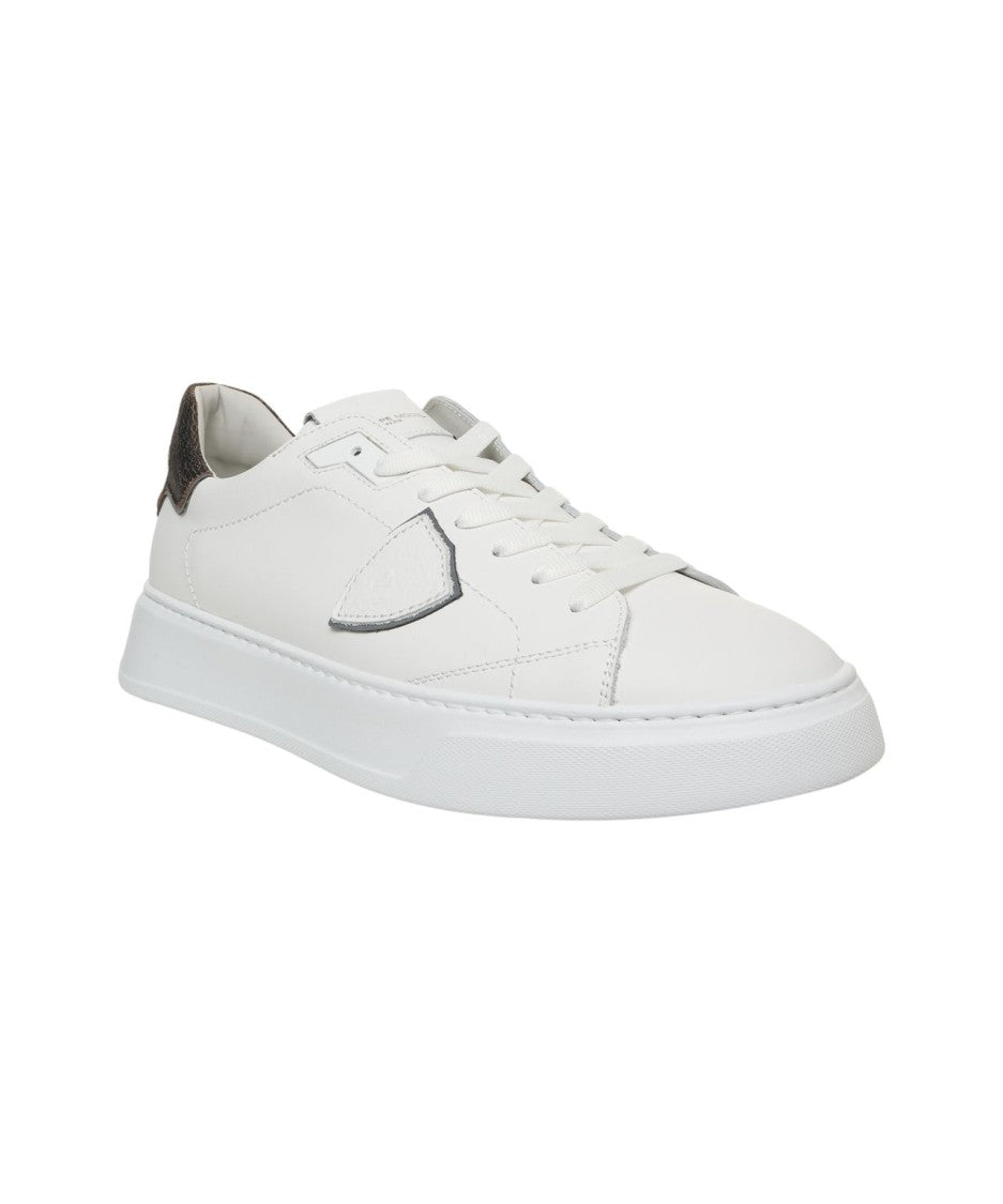 Philippe Model White Leather Sneakers With Contrasting Heel Detail