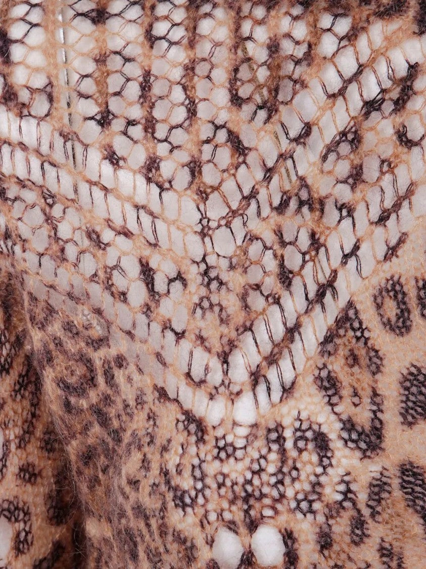 Twin-Set Textured Knit Sweater With Animal Print Design