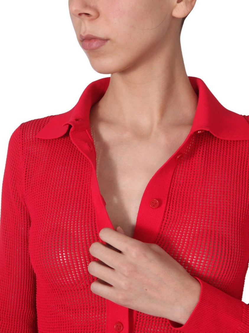 Bottega Veneta Mesh Knit Cardigan With Fitted Silhouette