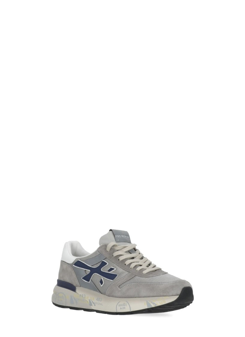 Premiata White Mick 8001 Suede-Blend Sneakers