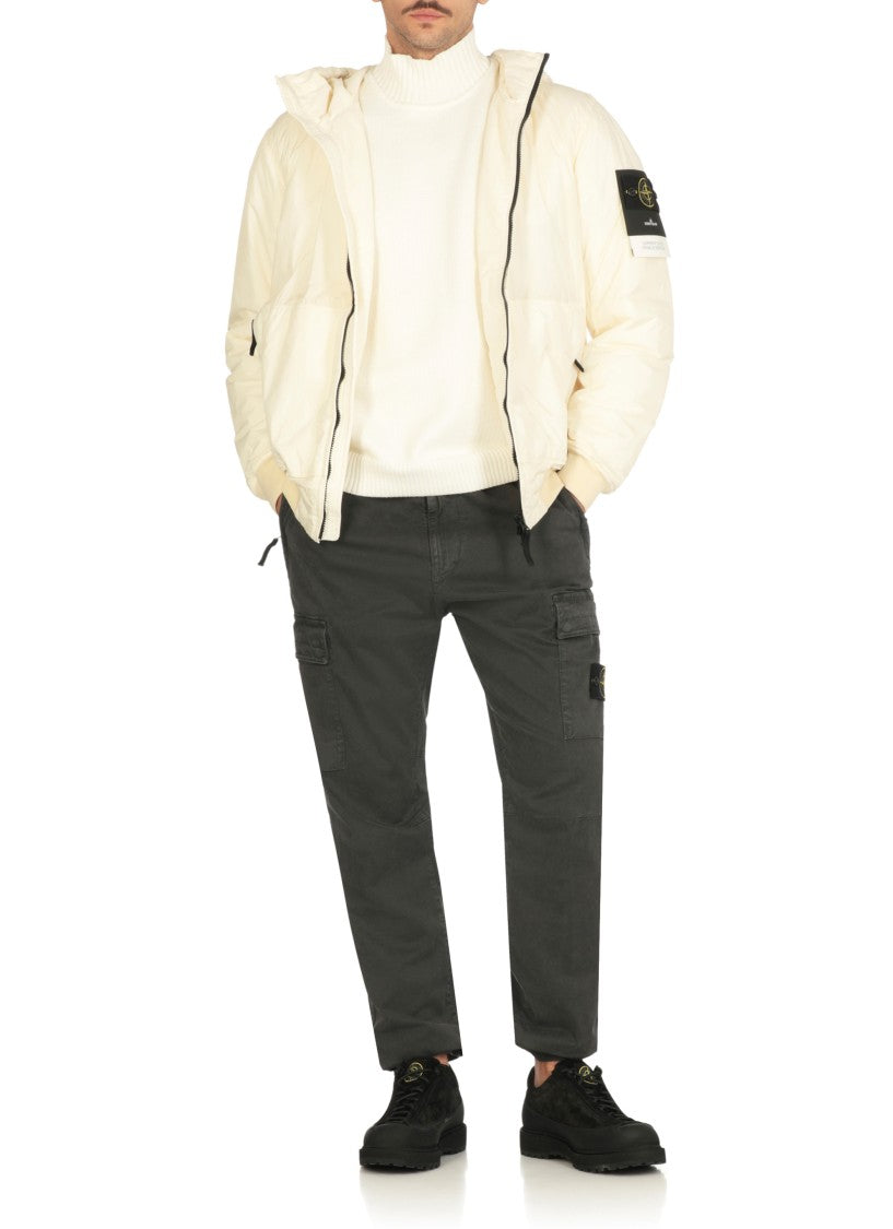 Stone Island High Neck Ivory Cotton Sweater