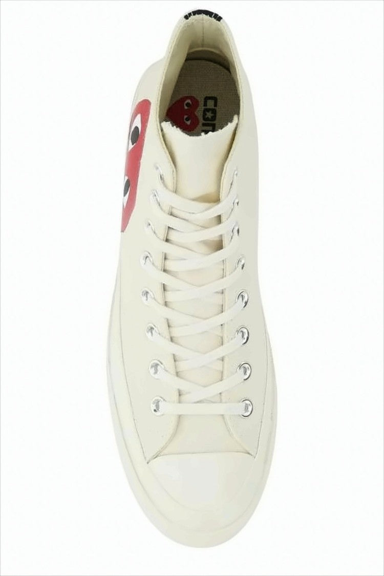 Comme Des Garçons High-Top Canvas Sneakers With Iconic Heart Graphic
