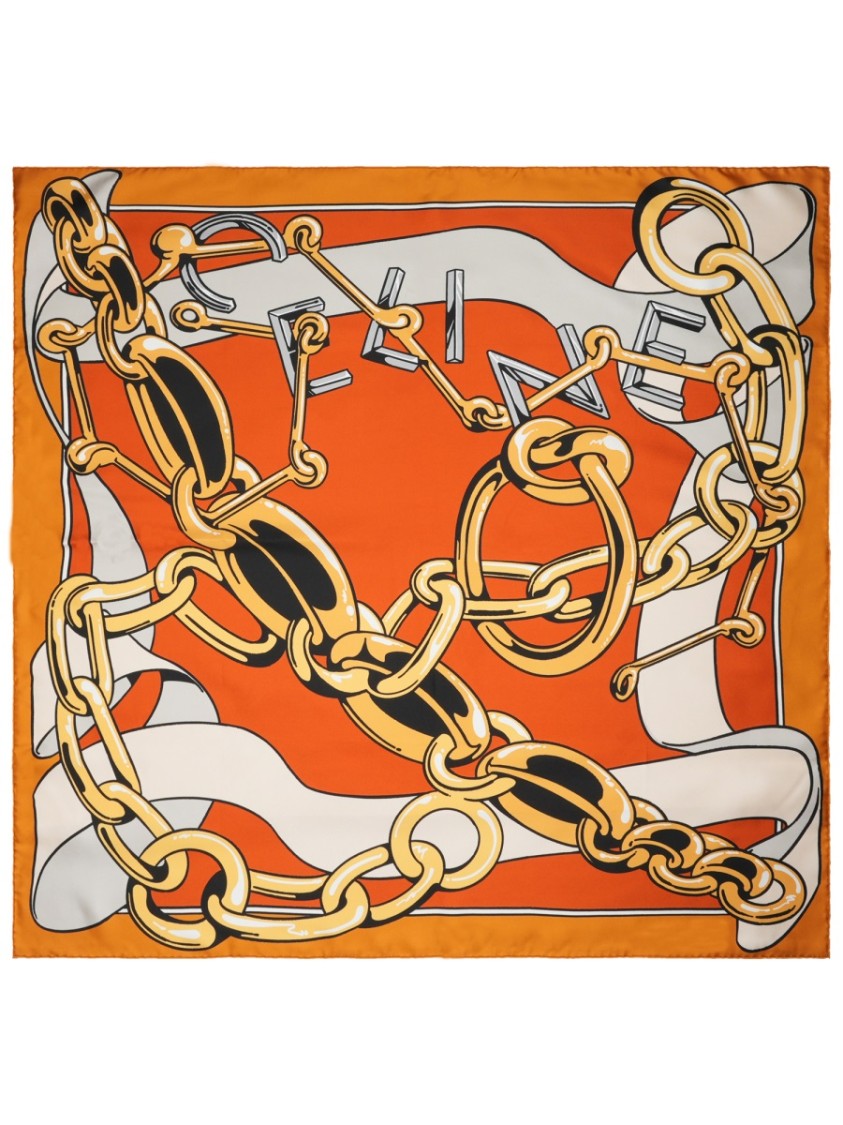 Celine Chain Print Square Silk Scarf