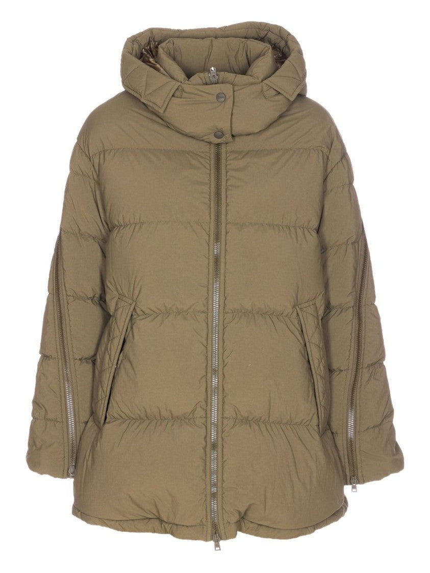 Herno Hooded Down Jacket With Military Quilted Design